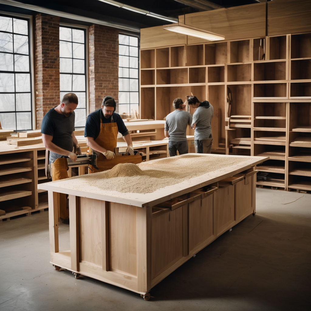 Skilled cabinet makers collaborating on custom cabinetry project