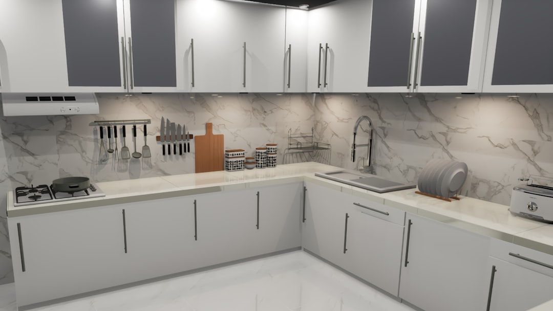 Contemporary kitchen interior with sleek cabinetry and minimalist aesthetic