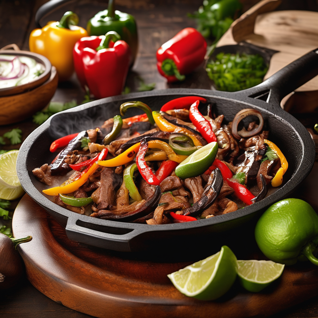 Sizzling Mexican fajitas served at professional restaurant with authentic presentation